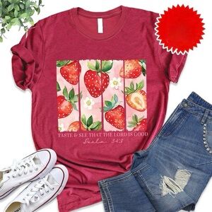 Love in Faith-The Lord Is Good Tee in Heather Scarlett